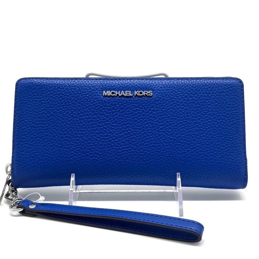 Michael Kors Jet Set Travel Large Leather Continental Wallet Galaxy Blue
